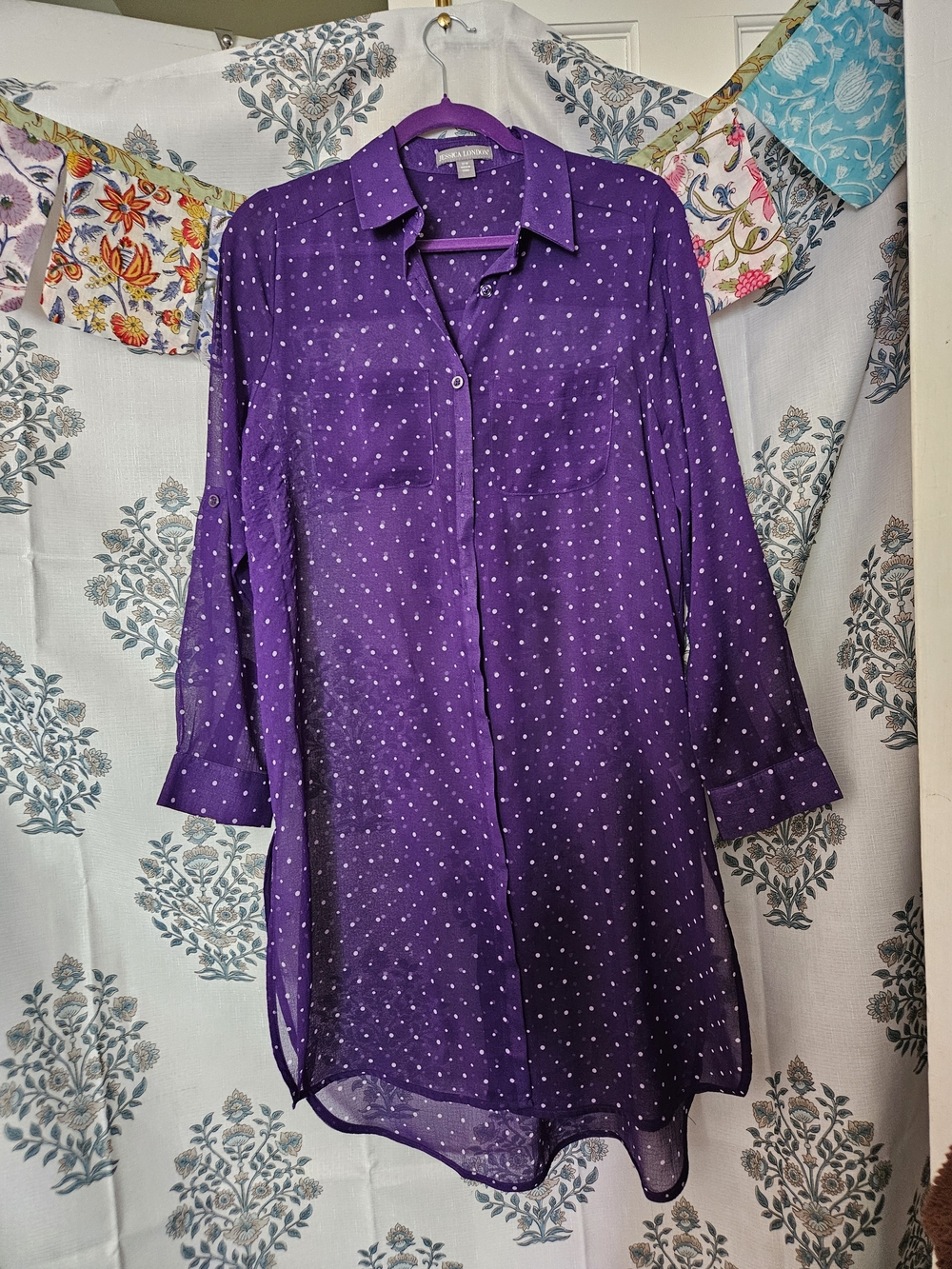 Sheer Purple Polka Dot Tunic